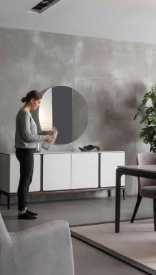 Wohnzimmer Anrichte Spiegel Luxus Gruppe Garnitur Set 2tlg neu grau