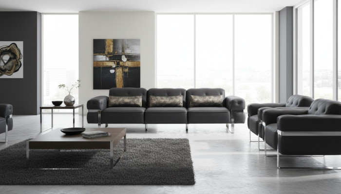 Sofa 3 Sitzer Dreisitzer Textil Luxus Möbel Design Couch schwarz