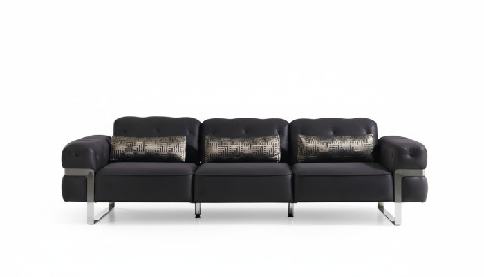 Sofa 3 Sitzer Dreisitzer Textil Luxus Möbel Design Couch schwarz