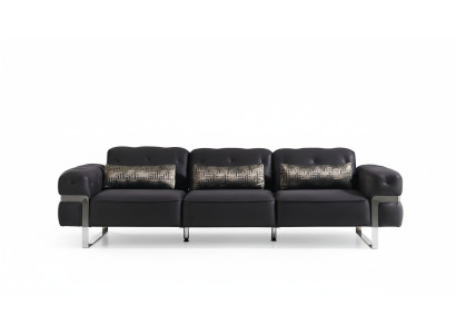 Sofa 3 Sitzer Dreisitzer Textil Luxus Möbel Design Couch schwarz
