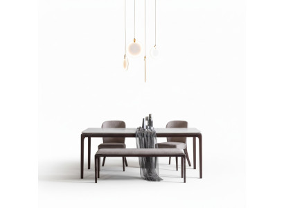 Esszimmer Esstisch Luxus Möbel Design Material Holz Moderner grau