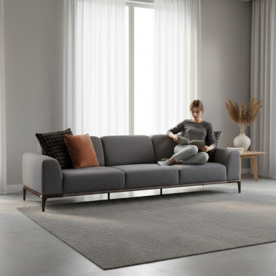 Sofa 4 Sitzer Farbe Grau Wohnzimmer Design Stil Möbel Moderne neu