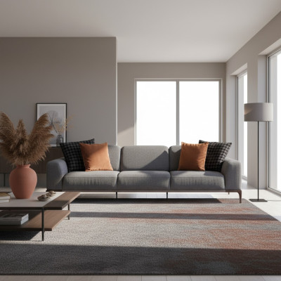 Sofa 4 Sitzer Farbe Grau Wohnzimmer Design Stil Möbel Moderne neu