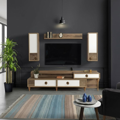 Wohnzimmer Wohnwand rtv Lowboard Holz Braun Möbel Fernseh Neu Modern