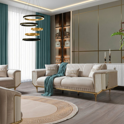 Blaues Sofa Wohnzimmer Sofa 3er Couchen Designer Couch Polster Sofas Textil Neu