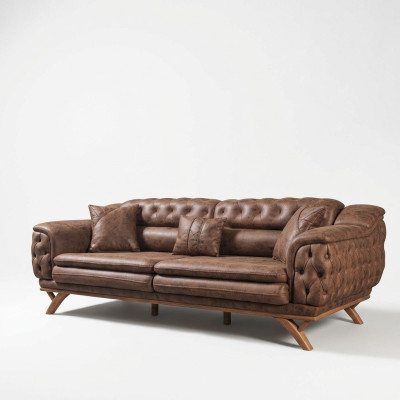 Sofa 3 Sitzer Chesterfield Stoff Couch Polster Sofas Kunstleder Couchen