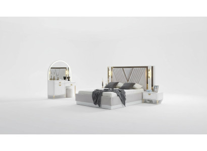 Schlafzimmer Set Bett 2x Nachttisch 4tlg Design Modern Luxus Komplettes