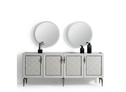 Graues Sideboard Schrank Regal Schränke Möbel Spiegel Kommoden 3tlg