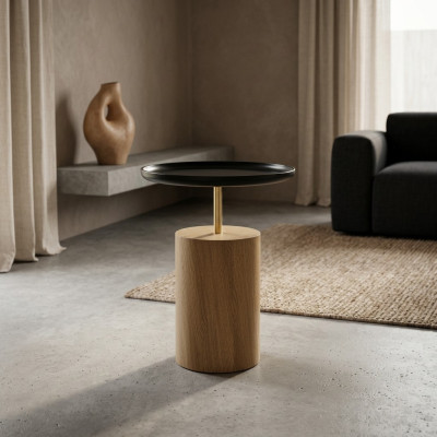 Beistelltisch Tisch Holz Beistell Designer Möbel Schwarz Rund Tisch