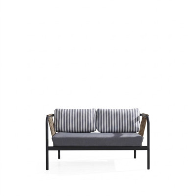Sofa 2 Sitzer Luxus Sofas Modern Stoff Möbel Design Grau Bank Designer