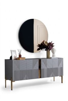 Sideboard Spiegel Set Italienischer Stil 2tlg. Wohnzimmer Holz Kommode Schrank