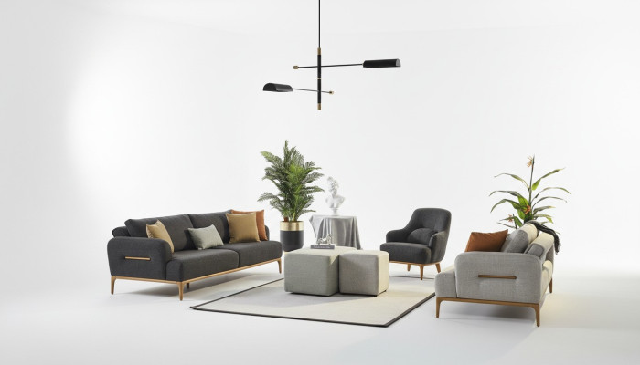 Sofagarnitur 431 Sitz 2x Hocker Sofa Set 5tlg Luxus Wohnzimmer Wohnen