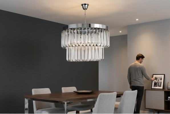 Wohnzimmer Kronleuchter Crystal Deckenleuchte neu grau Modern