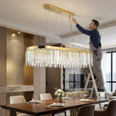 Kronleuchter Kristall Luxus Gold Pendel Hänge Lampe Leuchte Wohnzimmer