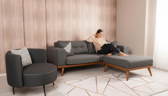 Graue Wohnzimmer Ecksofa Edle Couch Sitzgruppe Luxus Möbel Modern Sofas
