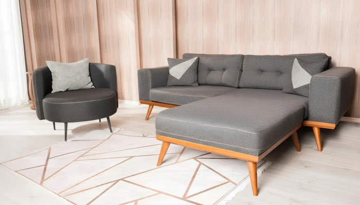 Graue Wohnzimmer Ecksofa Edle Couch Sitzgruppe Luxus Möbel Modern Sofas