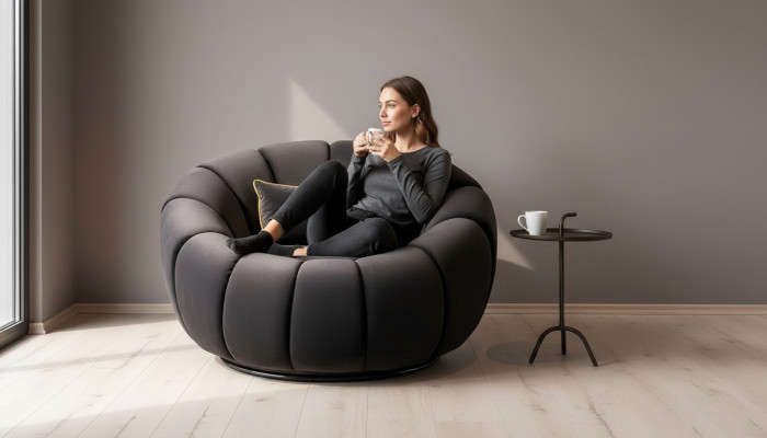 Sessel Farbe schwarz bequem mittelweich Luxuriös für Wohnzimmer Relax Club
