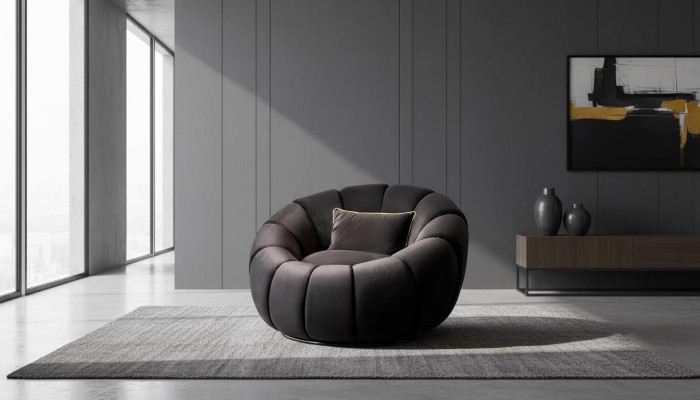 Sessel Farbe schwarz bequem mittelweich Luxuriös für Wohnzimmer Relax Club