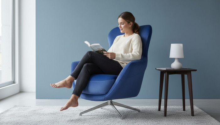 Sessel Farbe Blau bequem mittelweich Luxuriös für Wohnzimmer Relax Club