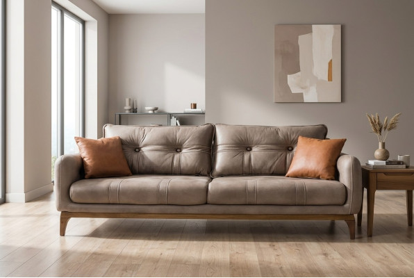 Sofas Couchen Dreisitzer Designer Couch Sofa Polster Möbel Braun Wohnen
