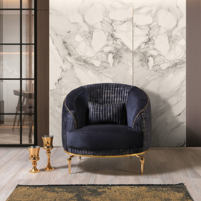 Luxus Blau Sessel Wohnzimmer Moderner Einsitzer Sessel Relax Club Möbel