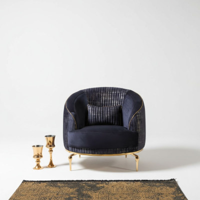 Luxus Blau Sessel Wohnzimmer Moderner Einsitzer Sessel Relax Club Möbel