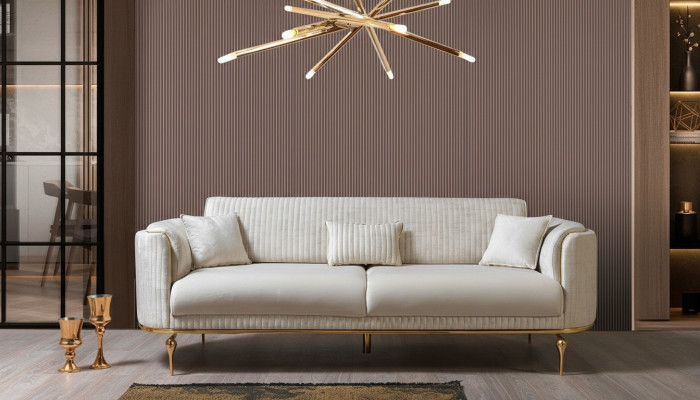 Modernes Wohnzimmer Sofa Luxus weiß Sofas Gepolstert Sitz 3 Sitzer