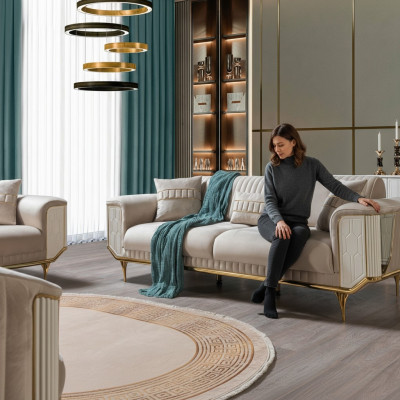 Luxus 3 Sitzer Sofa Wohnzimmer Blau Sofas Design Modern Couch Möbel