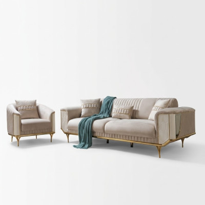Luxus Sofa 3 Sitzer Wohnzimmer Beige Moderner Design 234cm Sofas Möbel