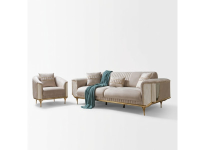 Luxus Sofa 3 Sitzer Wohnzimmer Beige Moderner Design 234cm Sofas Möbel