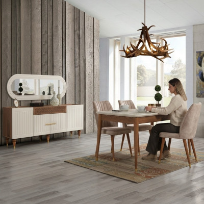 Esszimmer Set 3tgl Gruppe Garnitur Esstisch Kommode Spiegel Komplett Set