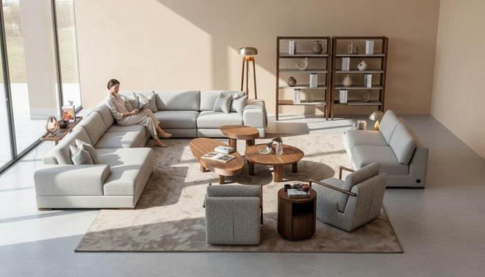 Ecksofa U Form Wohnzimmer Möbel Modern Designer Stoffsofa Sofa Textil