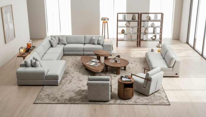 Ecksofa U Form Wohnzimmer Möbel Modern Designer Stoffsofa Sofa Textil