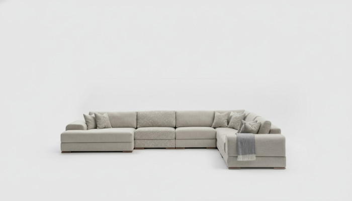 Ecksofa U-Form Wohnzimmer Couch Sofa Design Moderne Möbel 150x425x320