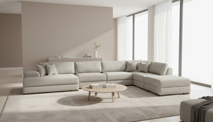 Ecksofa Wohnlandschaft Stoff Big Sofa Couch U Form Polstersofa 150x425x290