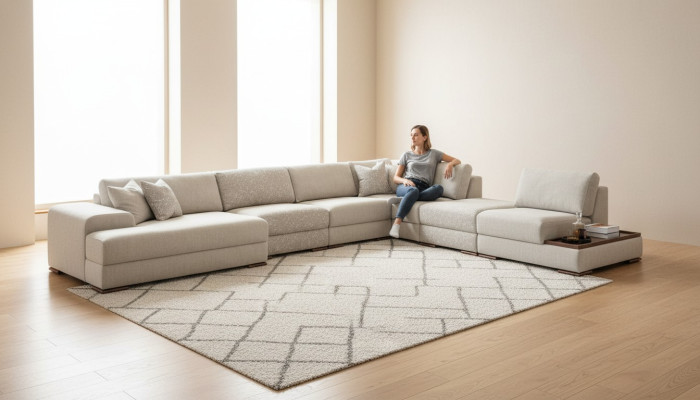 Sofas U Form Modern Design Möbel Luxus Wohnzimmer Grau Ecksofa Neu