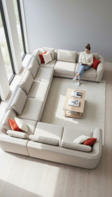 Sofa U- Form Luxus Wohnzimmer Ecksofa Beige Polstersofa Design Modern Stil