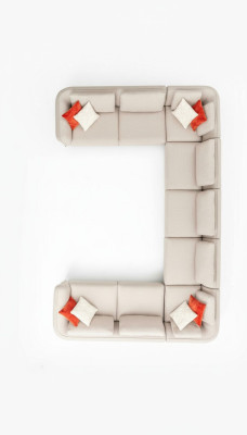 Sofa U- Form Luxus Wohnzimmer Ecksofa Beige Polstersofa Design Modern Stil