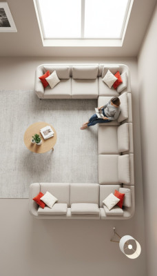 Sofa U- Form Wohnzimmer Ecksofa Beige Polstersofa Design Modern