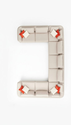 Sofa U- Form Wohnzimmer Ecksofa Beige Polstersofa Design Modern