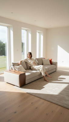 Bequemes 5-Sitzer Sofa in schlichtem Beige und modernem Design