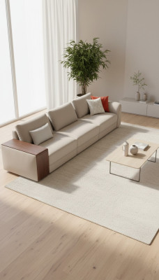 Bequemes 5-Sitzer Sofa in schlichtem Beige und modernem Design