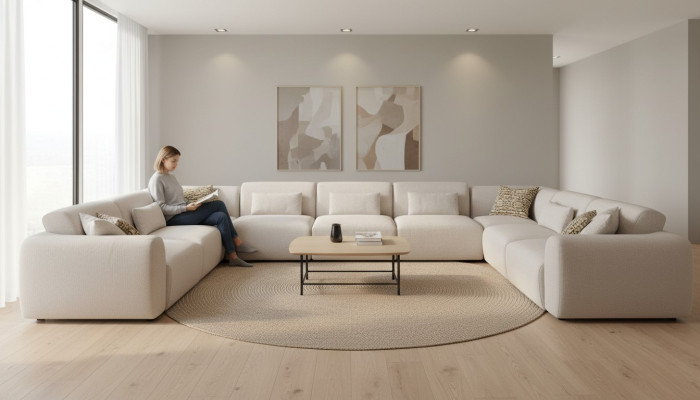 Ecksofa U-Form Luxus Wohnzimmer Stil Modern Polstersofa Textil