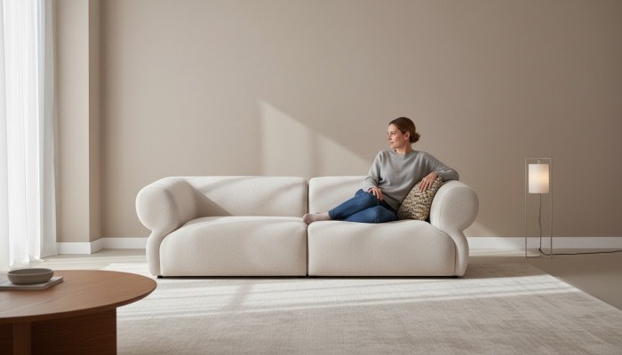 Sofa Couch Polster Möbel Dreisitzer 3 Sitzer Modern Design Couch Beige