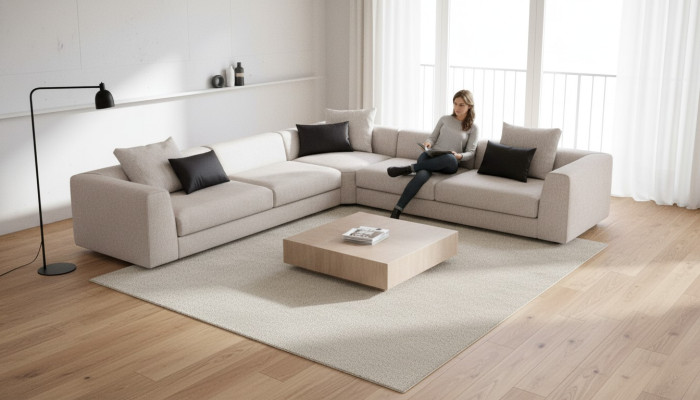 Taupe Ecksofa Ecksofagarnitur Kompakte Sofaecke Textilmöbel Sitzecke Sofa
