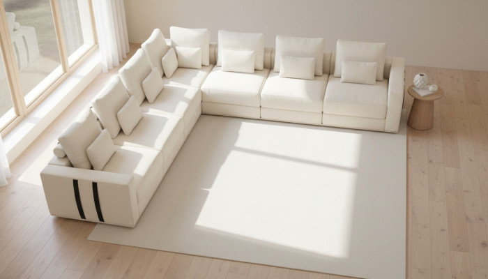 Weiße Sitzgarnitur Eckcouch Textil Sofas Wohnzimmer Eckgarnitur Modern