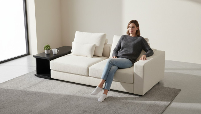 Weißer Luxus Dreisitzer Polstersofa Wohnzimmereinrichtung Textilsofas