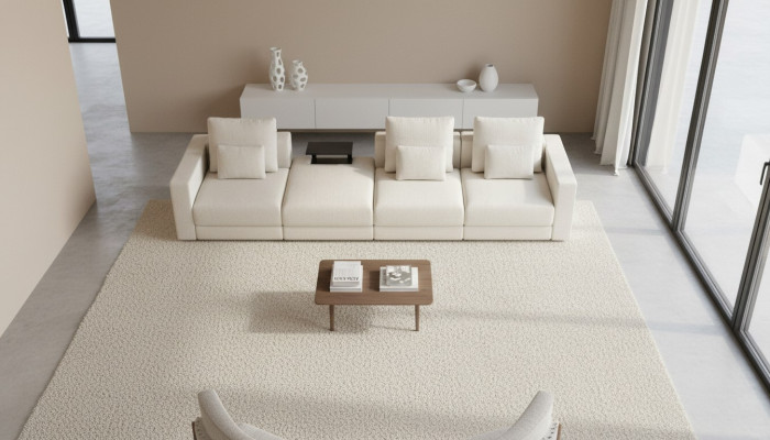 Sofa Weißer Sechssitzer Wohnzimmermöbel Luxus Couchen Stoff Möbel