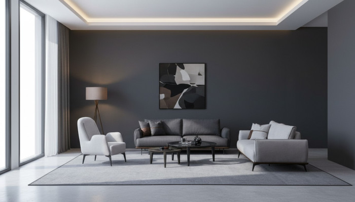 Sofagarnitur Dreisitzer Sessel Set Design Modern Polstersofa Textil