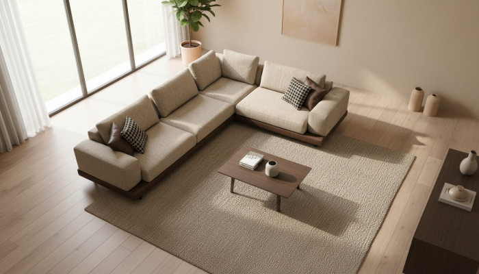 Beiges Ecksofa Polster Eckgarnitur L-Form Sofa Moderne Wohnlandschaft Couch